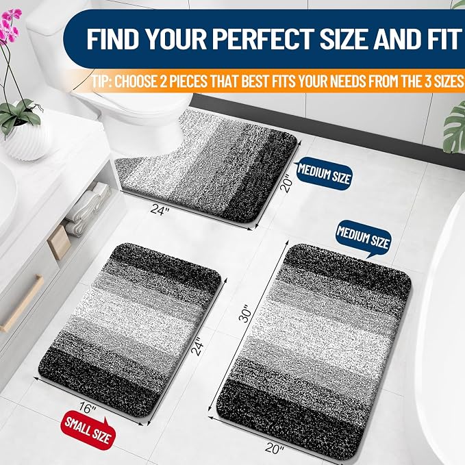 OLANLY Bathroom Rug Set 2 Piece, Soft Absorbent Microfiber Bath Mats and - Image 3