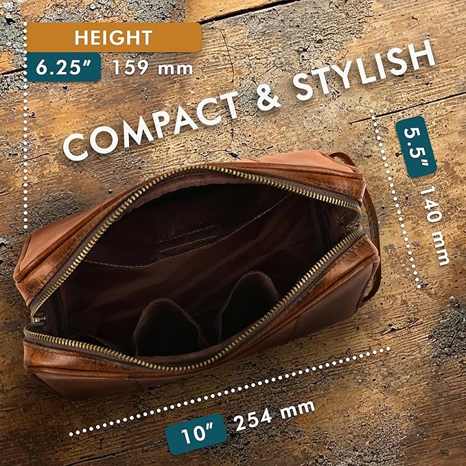 ELIZO Premium REAL Leather Toiletry Bag - Image 5