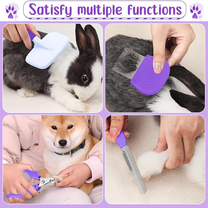 VCZONE 8 Pcs Small Animal Grooming Kit, Rabbit Grooming Kit - Image 3