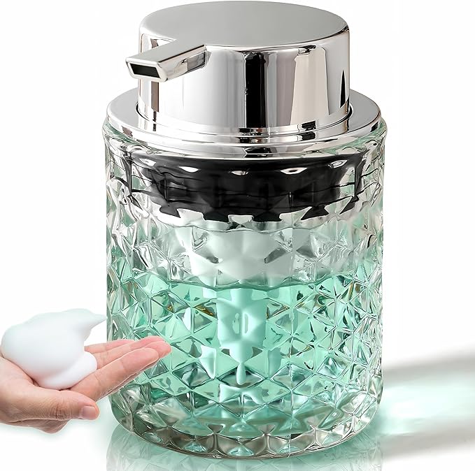 Malachi Foaming Hand Soap Dispenser, Refillable Clear Glass Pump Bottles by MALACHI