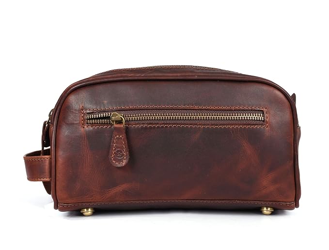 10" Premium Leather Toiletry Travel Pouch - Image 4