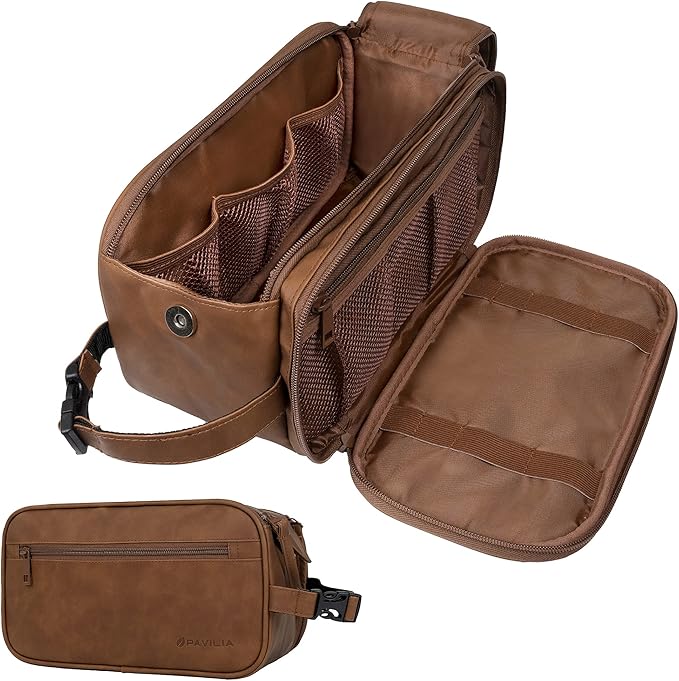 PAVILIA Toiletry Bag for Men, Travel Essentials Shaving Dopp Kit, Mens Travel by PAVILIA