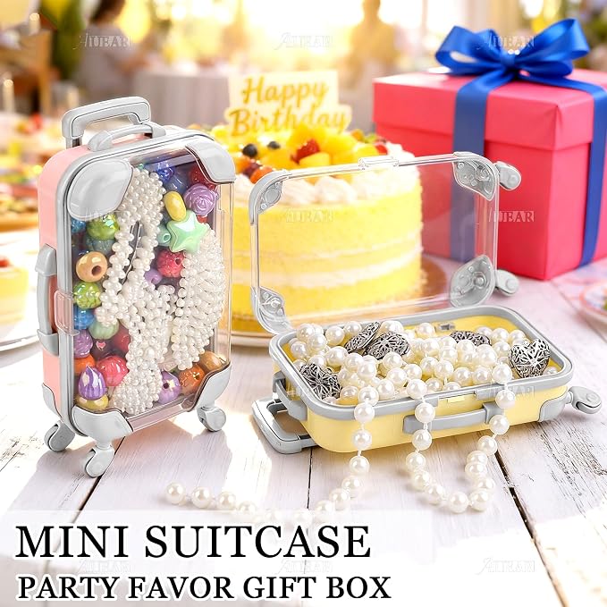 AUEAR, 2 Pack Mini Empty Luggage Storage Box Clear Suitcase Packaging Case - Image 2