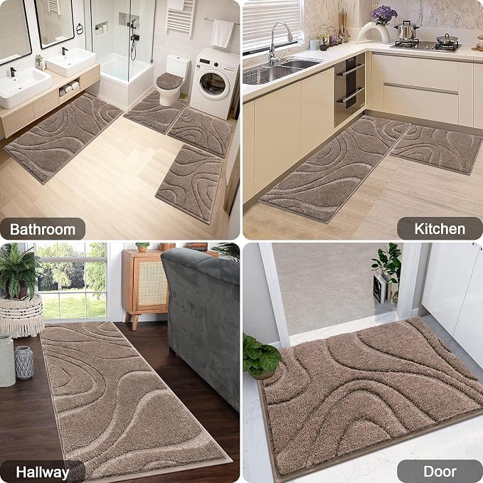 HEBE Bathroom Rugs Sets 5 Piece, Soft Absorbent Microfiber Bath Mat - Image 8