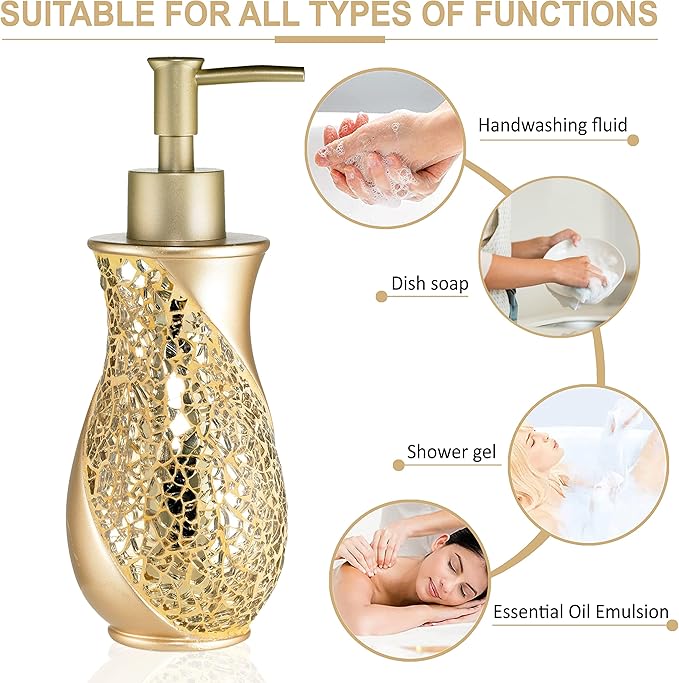 Zahari Home 4pc Sinatra Stylish Bathroom Accessories Set Champagne Gold Soap - Image 3