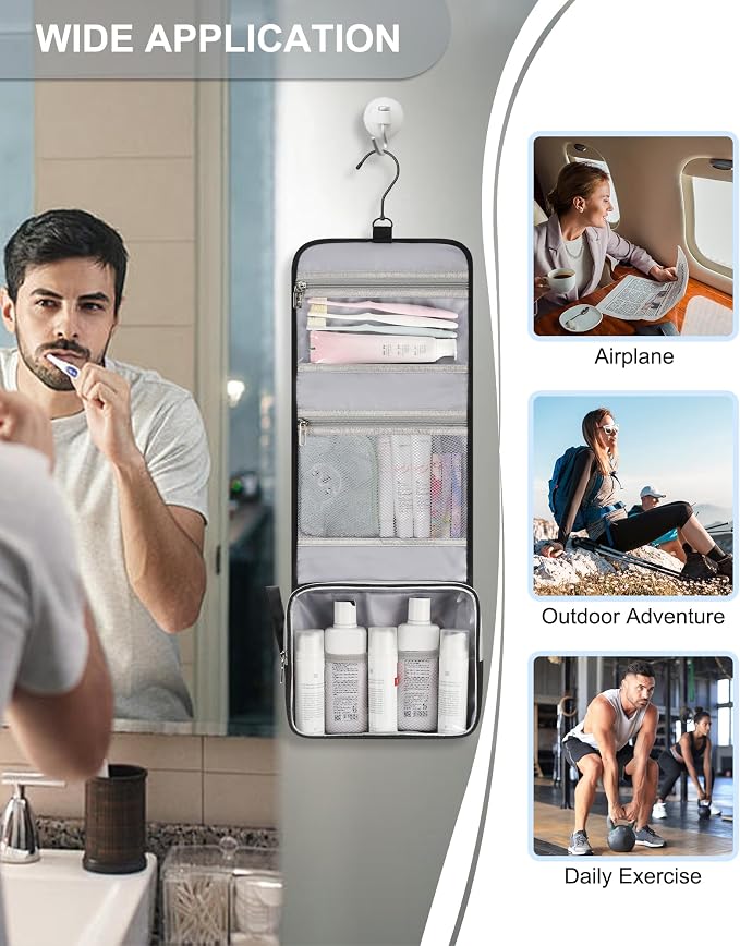 Small Hanging Toiletry Bag for Men and Women, Portable Hanging Organizer for - Image 7