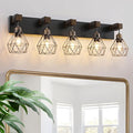 Farmhouse Bathroom Vanity Light Fixtures, 5-Light Wood Bathroom Light Fixtures by MAESTA