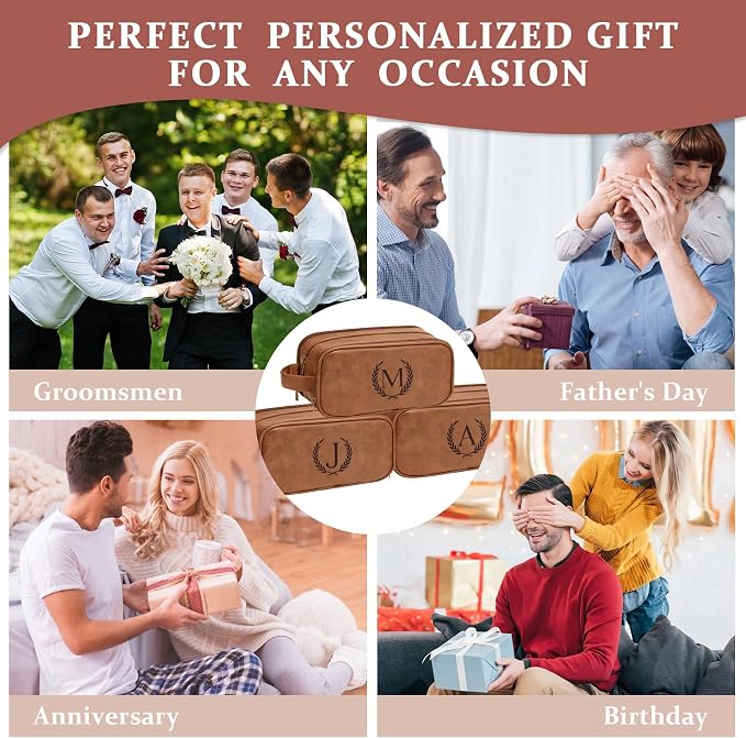 Janhavi Toiletry Bag For Men Waterproof, Groomsmen Gifts Personalized Leather - Image 2