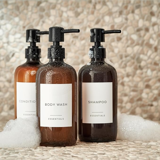 Stylish Shampoo and Conditioner Dispenser Set of 3 - Image 2