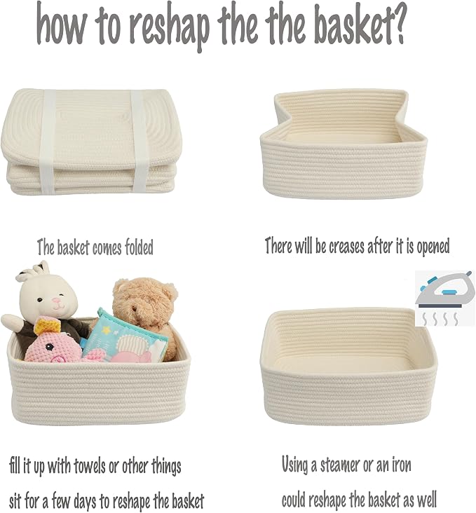 Small Woven Storage Baskets 12“X8”X5“ Decorative Rope Bins - Image 7