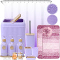 32PCS Bathroom Sets with Shower Curtain and Rugs Purple Bathroom Accessories by BetterbathroomwithXLHOME