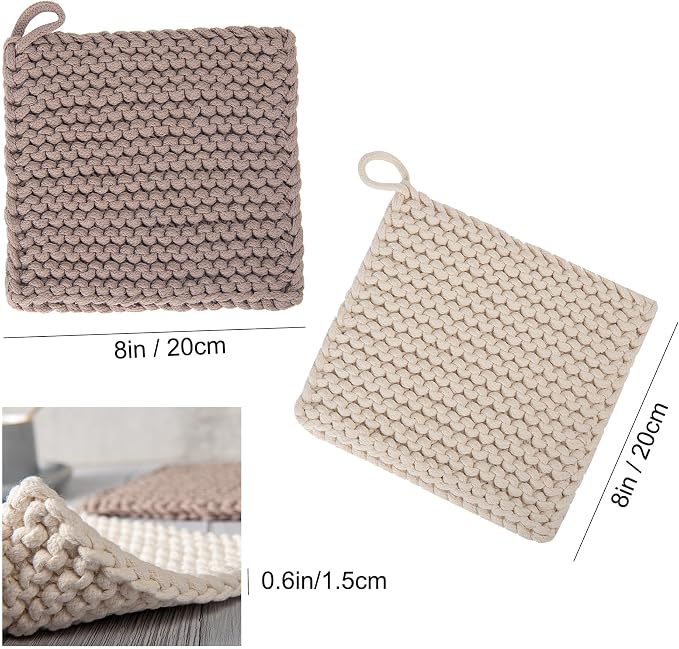 Eiyye Thick Crocheted Pot Holders, Handmade Hot Pads Crocheted Trivets - Image 3