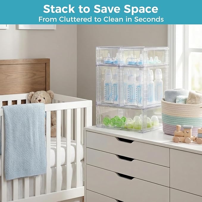 Vtopmart 5 Pack Clear Stackable Storage Drawers, Plastic Drawers - Image 4