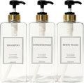 Modern Gold Design Shampoo and Conditioner Dispenser, Large 27oz Shower Soap by HARRA+HOME