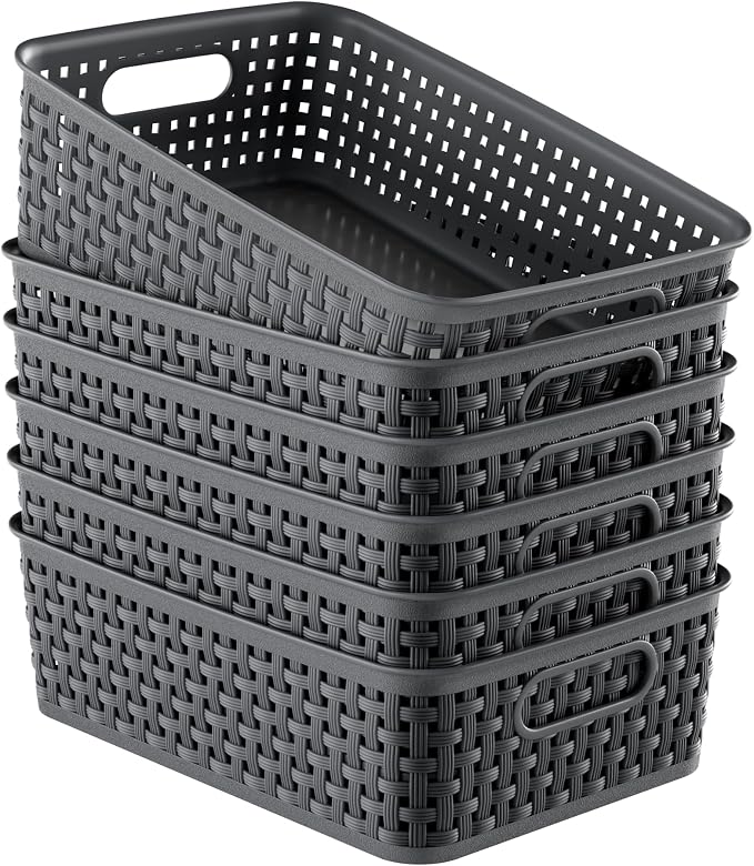 6 Pack Plastic Storage Baskets, Small Baskets by FUCDTEFC