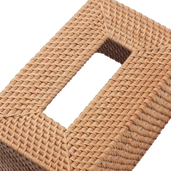 Rattan Tissue Box Cover, Rectangle Wicker Tissue Box Holder, Boho Tissue Box - Image 8
