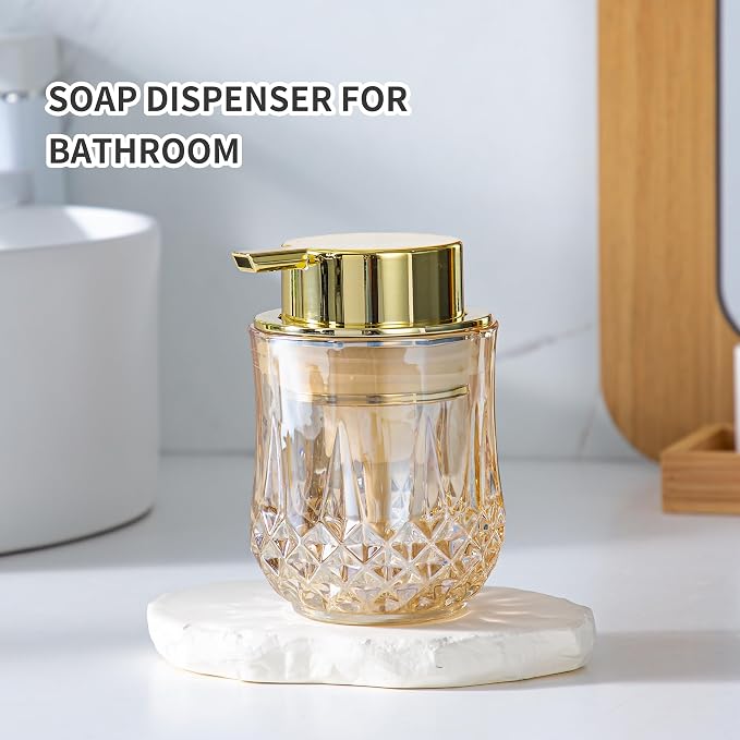 Gold Foaming Soap Dispenser, Bathroom Hand Foam Soap Dispensers, Glass - Image 6