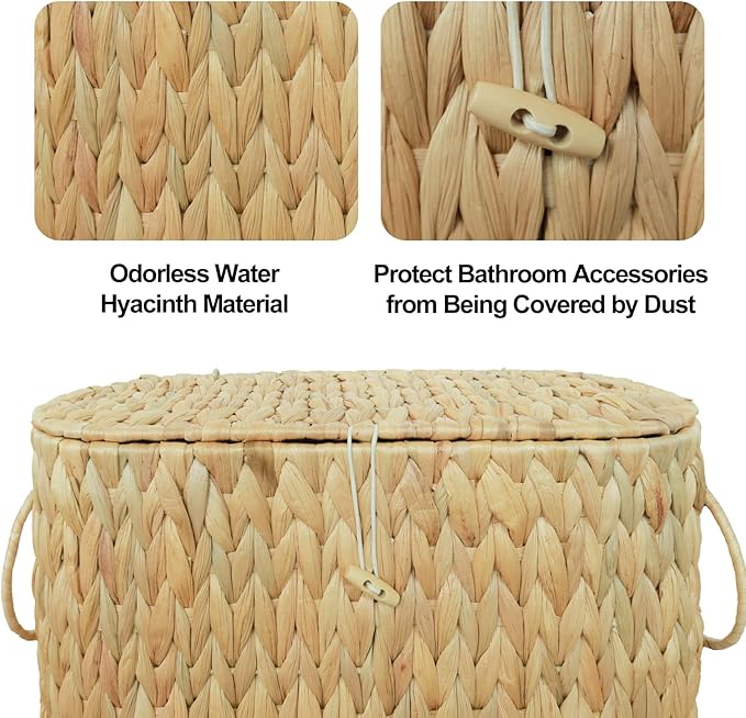 Toilet Paper Basket with Lid, Wicker Basket - Image 6
