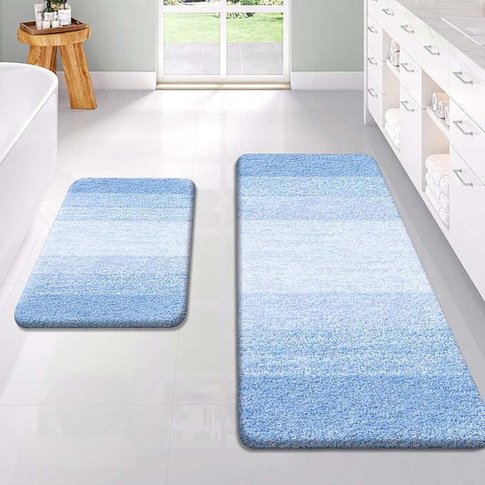 OLANLY Bathroom Rug Set 2 Piece, Soft Absorbent Microfiber Bath Rug Set by OLANLY