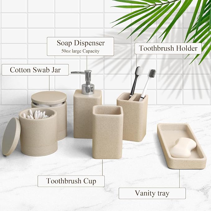 Bathroom Accessories Set, 6 Piece Bathroom Set - Image 6