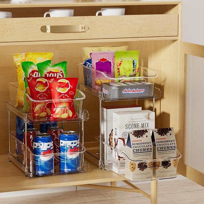 Delamu 2-Tier Under Sink Organizers and Storage, Pull Out Kitchen Pantry - Image 3