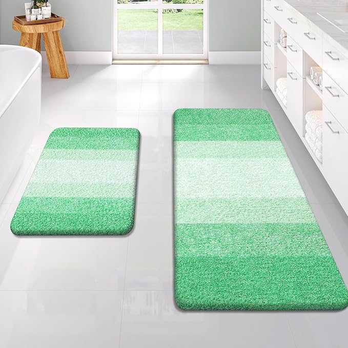 OLANLY Bathroom Rug Set 2 Piece, Soft Absorbent Microfiber Bath Rug Set by OLANLY