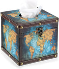 Sumnacon Retro Wood Square Tissue Box Cover by Sumnacon