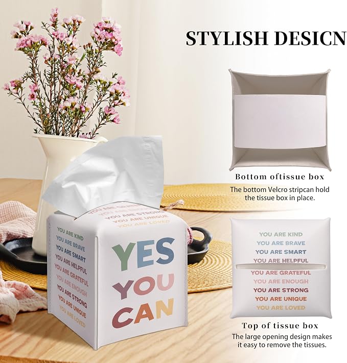 Grace Yonks Cute Motivational Tissue Box Cover Square, Cube Case - Image 4