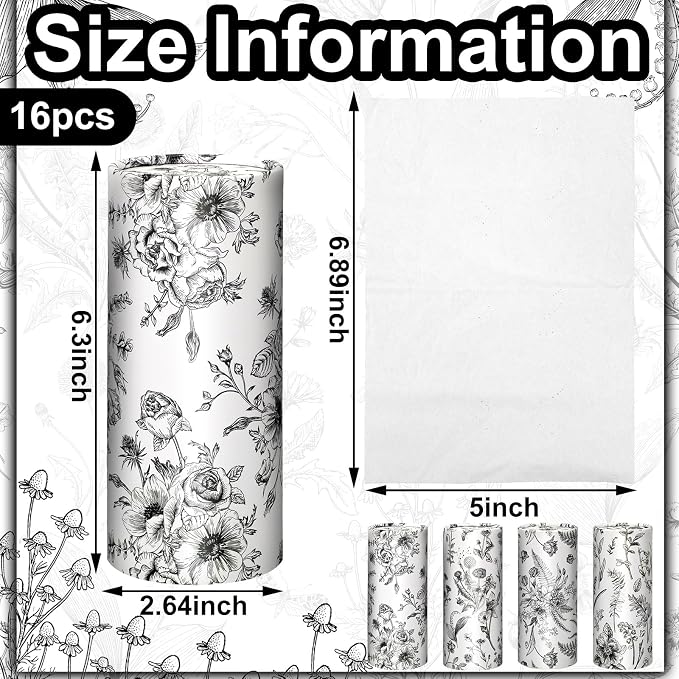 Zonon 16 Pcs Vintage Floral Round Tissues Box Car Holder - Image 4