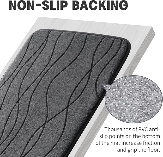 YIHOUSE Memory Foam Grey Bathroom Rug Sets 5 Piece, Ultra Absorbent Bath Mat - Image 6