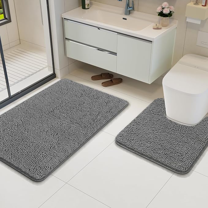 AROGAN Bathroom Rug Sets 2 Piece, Machine Washable Bath Rug Set, Absorbent and - Image 2