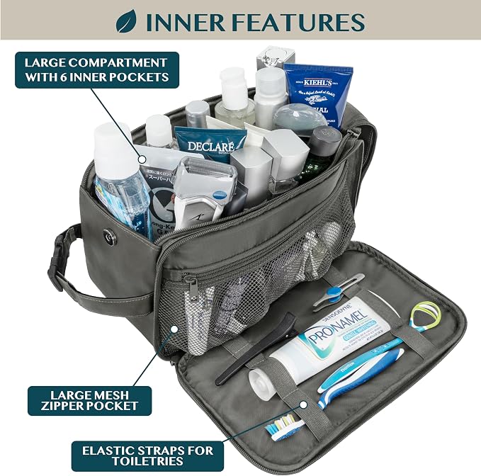 PAVILIA Toiletry Bag for Men, Travel Essentials Shaving Dopp Kit, Mens Travel - Image 4