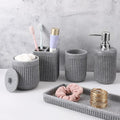 Resin Grey Bathroom Accessories Set 5 Pcs, Lotion Soap Dispenser, Toothbrush by BetterbathroomwithXLHOME