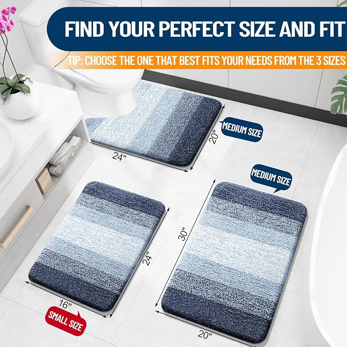 OLANLY Bathroom Rug Set 2 Piece, Soft Absorbent Microfiber Bath Mats and - Image 3