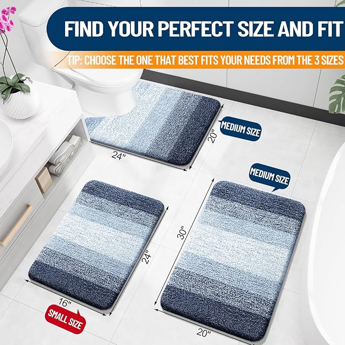 OLANLY Bathroom Rug Set 2 Piece, Soft Absorbent Microfiber Bath Rug Set - Image 2