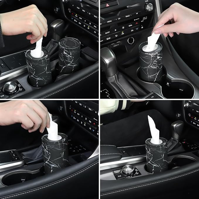 SINGARO Car Tissue Holder, 4 Pack Car Cup Holder Facial Tissues - Image 4