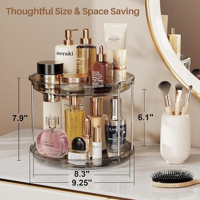 LAMU 2 Tier Lazy Susan Turntable Organizer 9.25'' Rotating Spice Rack - Image 3
