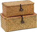 Set of 2 Wicker Basket with Lid, Seagrass Woven Basket by ORDELITE