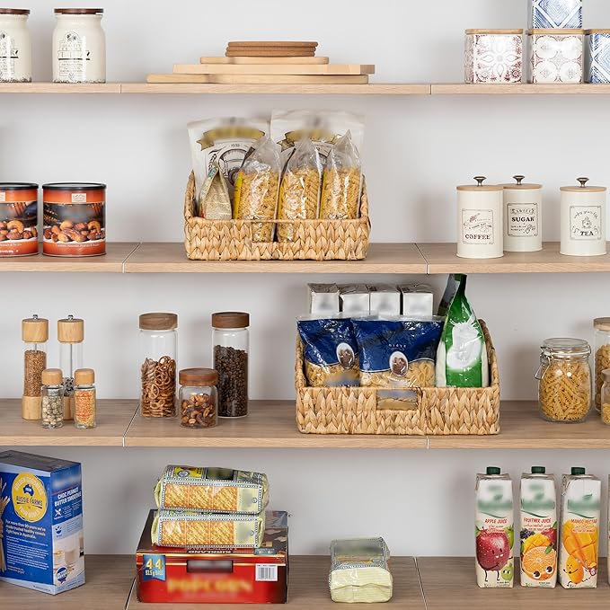 StorageWorks Pantry Baskets for Organizing, Water Hyacinth Baskets for shelves - Image 3