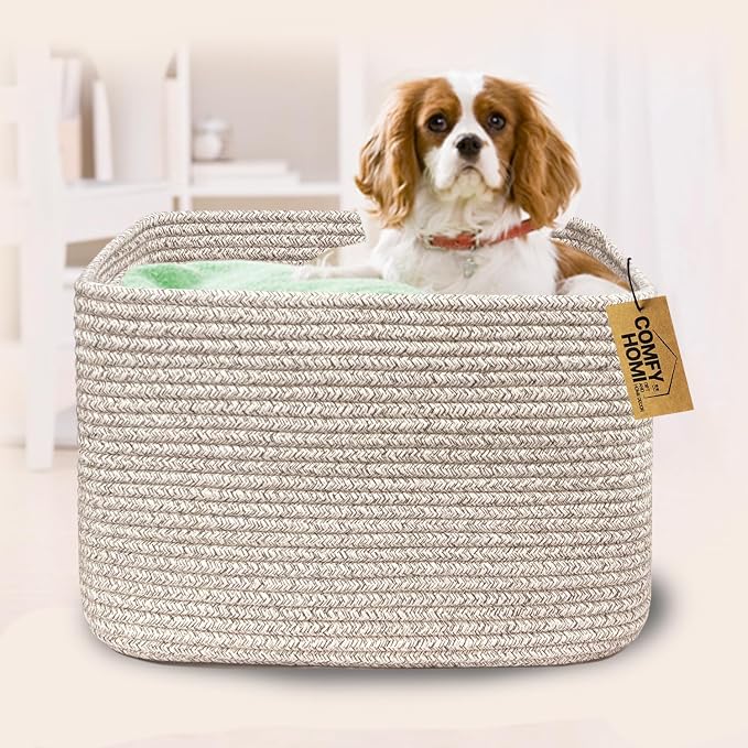 COMFY-HOMI Square Woven Cotton Rope Basket - Image 2