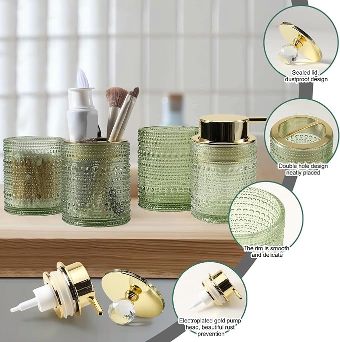 DASITON Bathroom Accessories Set, Toothbrush Holder, Bathroom Tumbler, Cotton - Image 5