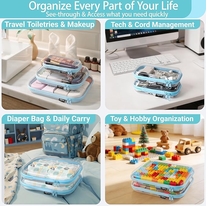 3 Pack Hard Sided Clear Zipper Case - Image 3
