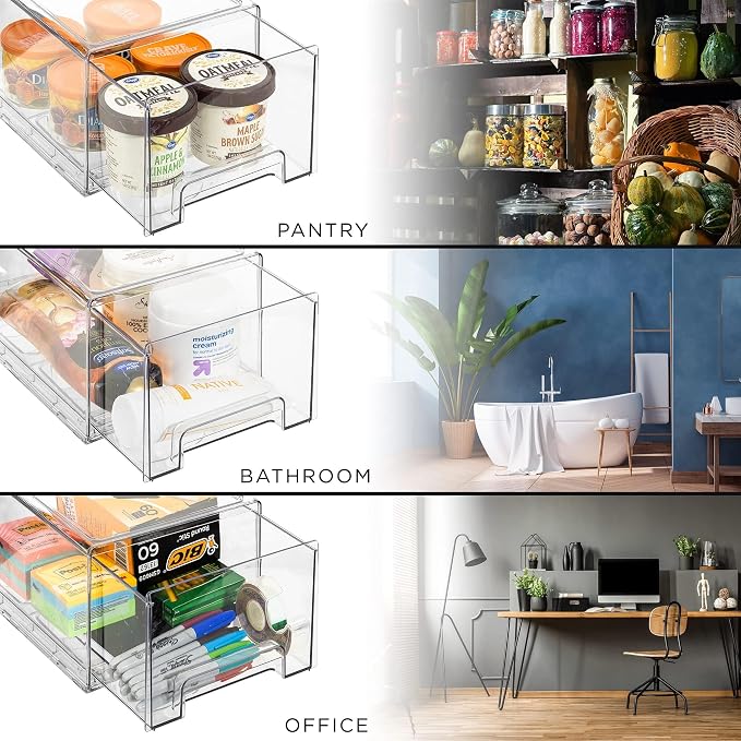 Sorbus Plastic Storage Bins Stackable Clear Pantry Organizer Box Bin - Image 5
