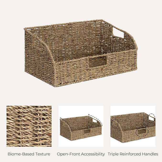 StorageWorks Pantry Baskets for Organizing, Seagrass Storage Baskets for Shelves - Image 7