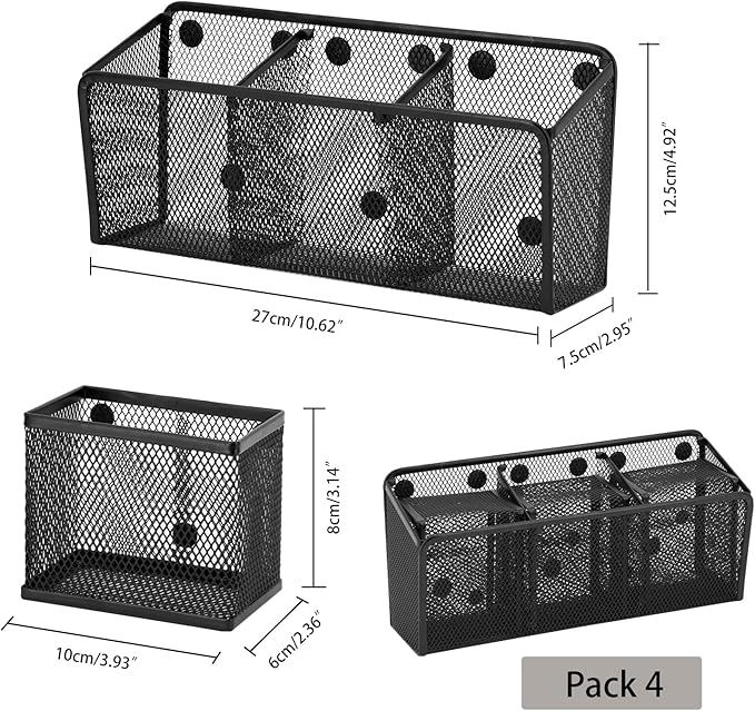 Neudeco Magnetic Pencil Holder, Locker Shelf Organizer, Metal Storage Basket - Image 2