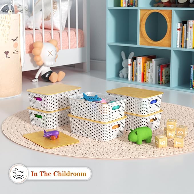Plastic Storage Baskets With Bamboo Lid - Image 5