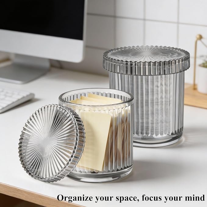 2 Pack Glass Qtip Holder Dispenser Set - Image 6