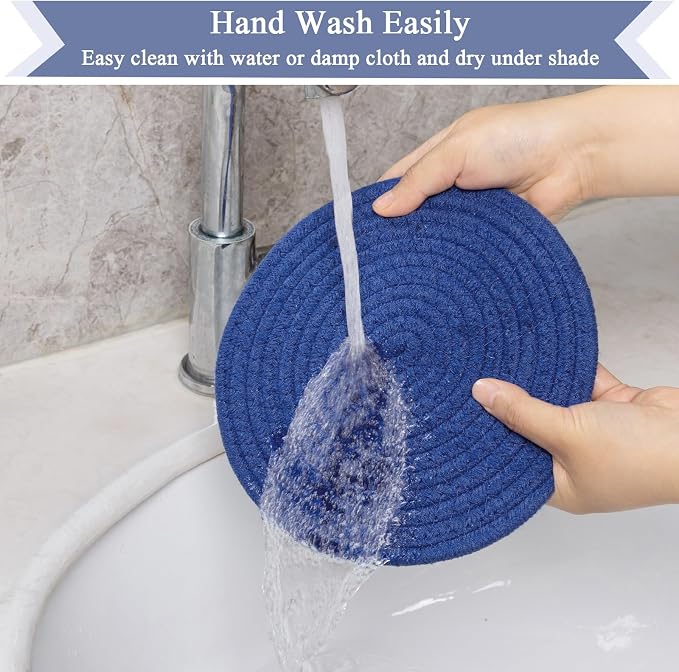 SHACOS 8 Inches Trivets for Hot Dishes, 4 Pieces Cotton Trivets Mats for Kitchen - Image 6