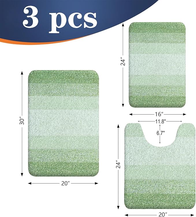 OLANLY Bathroom Rugs Sets 3 Piece, Soft Absorbent Microfiber Bath Mats and - Image 2