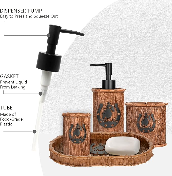 Bathroom Accessory Sets 4PCS Bathroom Accessories Set Complete Western Rustic - Image 3